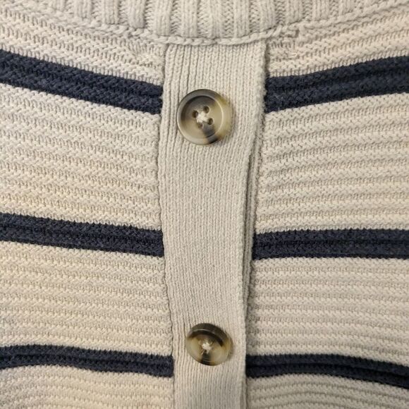🤍 MSRP $98 Madewell Greensboro Beige Stripe Button-Back Sweater – Size Small 🤎 - Picture 9 of 11